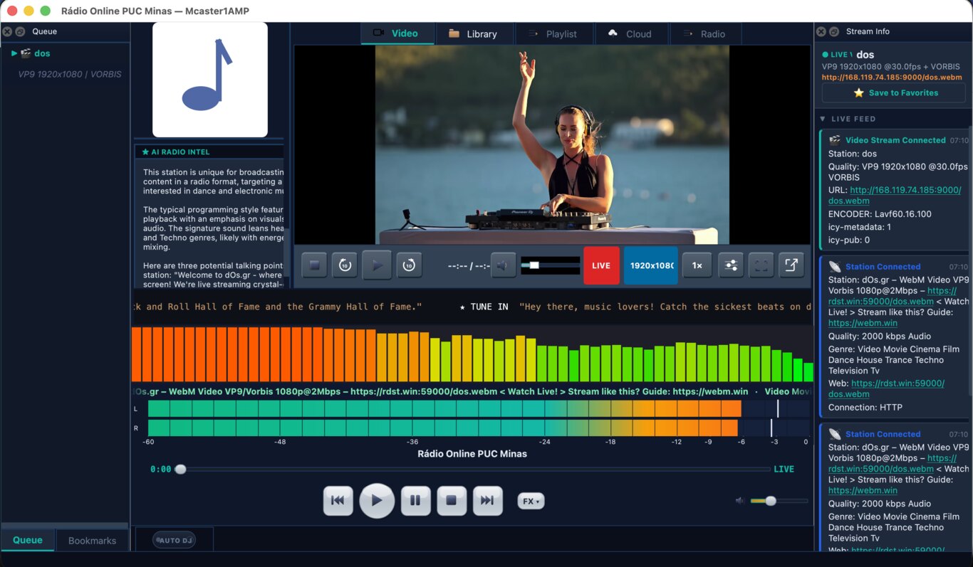 AI Radio Intel analyzing a live stream