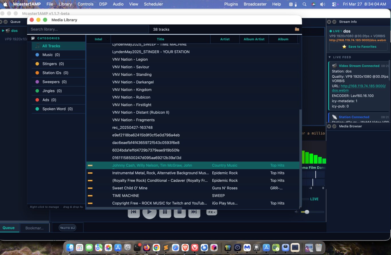 Media library with color-coded categories