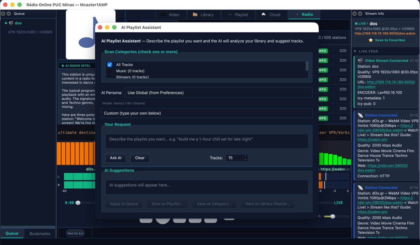 AI Playlist Assistant dialog